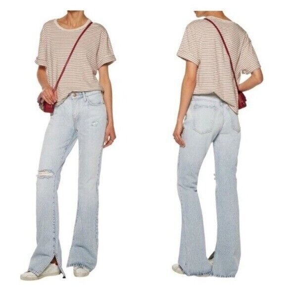 Current Elliot The High Rise Slit Boot Mulholland Destroy Light Wash Size 24 - Picture 1 of 9